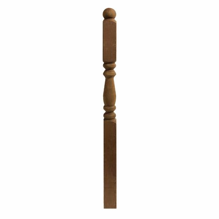 NUVO IRON Brown Pressure Treated 4in x 4in x 54in Decorative Newel Post BRTNDP